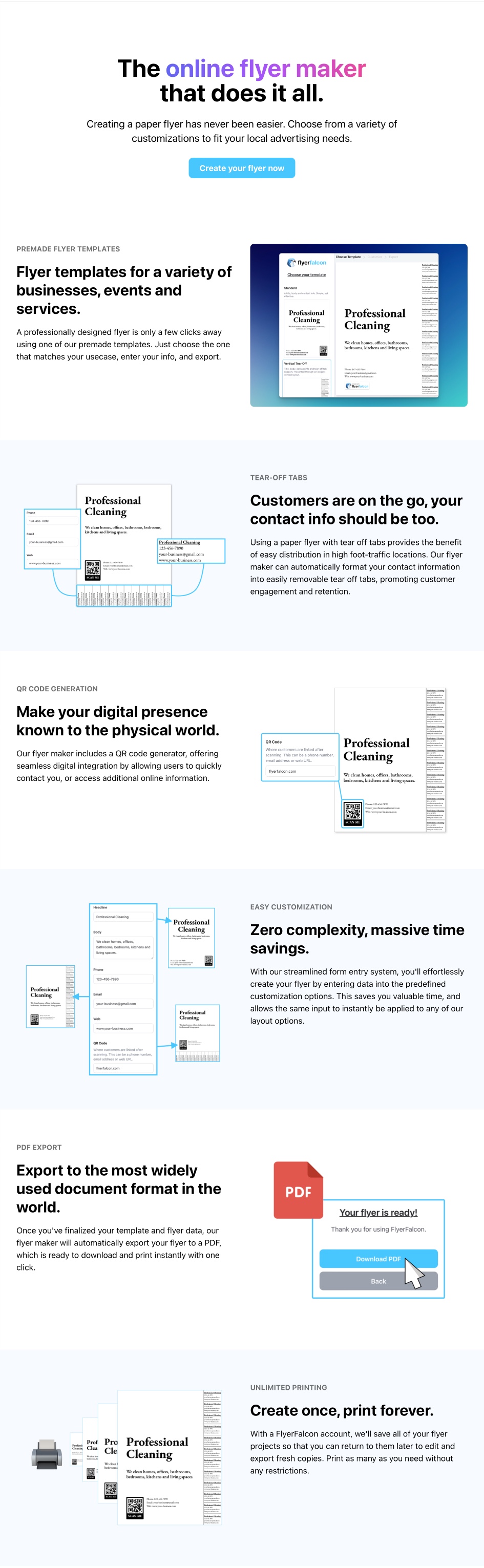 FlyerFalcon's feature page, in all of it's glory.