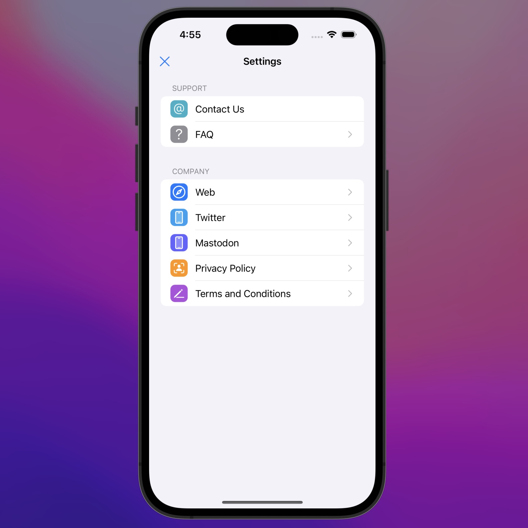 SwiftUI Subscription settings screen layout.
